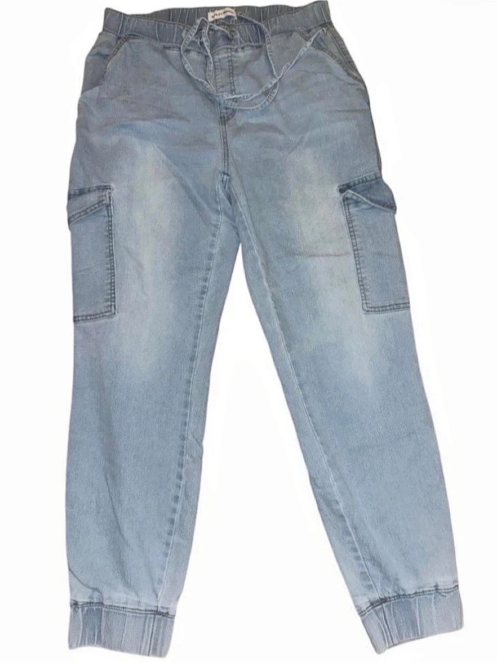 Ashley Mason Denim Cargo Jogger Pants Blue Waist 15/32